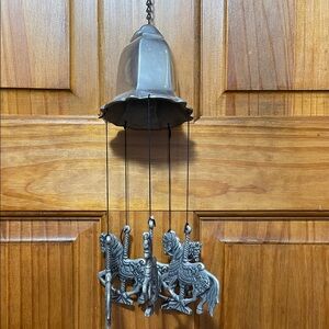Elegant Silver Pewter Wind Chime with Carousel Horse Design
